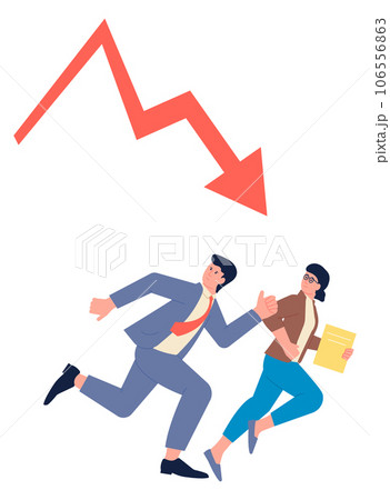 Business team running from financial failure. Work stress 106556863