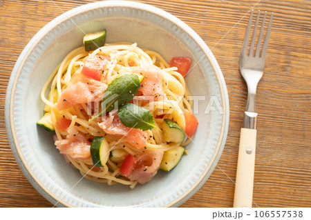 生ハムとトマトの冷製パスタ 106557538