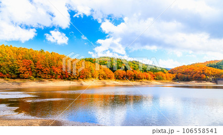 紅葉と湖と空｜恩原湖（16:9） 106558541