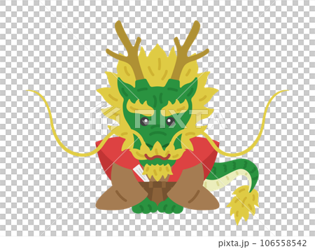 着物を着て挨拶をする、龍のキャラクターのイラスト 106558542