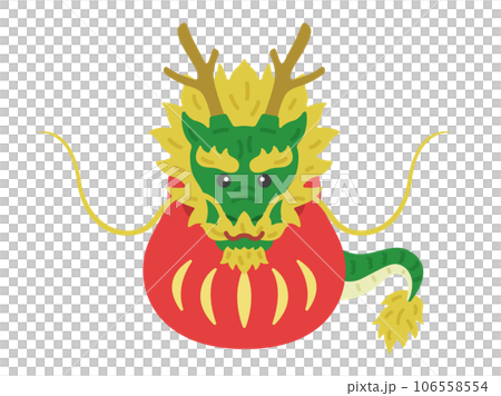 Illustration of a dragon character dressed as Daruma Illustration of a dragon character dressed as Daruma 106558554