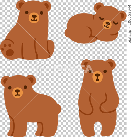 Set of cute cartoon brown bear cubs 106558944