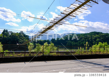 鉄道を渡る塩郷の吊り橋 鉄道を渡る塩郷の吊り橋 106559418