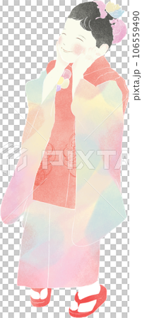 Illustration of a girl in a kimono Illustration of a girl in a kimono 106559490