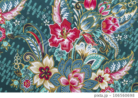 The Colorful batik cloth fabric background. 106560698