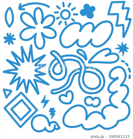 Fun pattern of doodle lines. Kids' minimalist art backgrounds or current trends in design using simple shapes.simple, scribbled background atmosphere 106561233