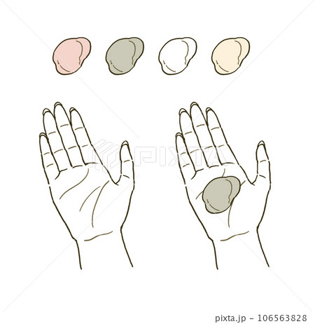 ビューティー　女性の手のひらとクリームのイラストレーションセット 106563828