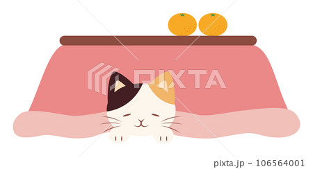 こたつで温まる猫のイラスト 106564001