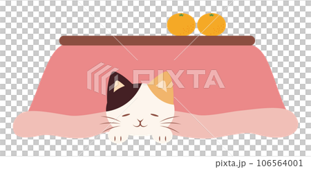 こたつで温まる猫のイラスト 106564001
