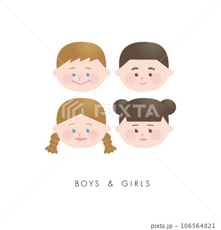 外国人と日本人の子供たちの顔 106564821