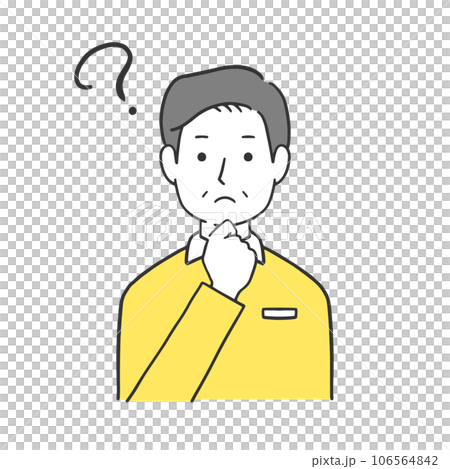 Illustration of an old man feeling doubts Illustration of an old man feeling doubts 106564842