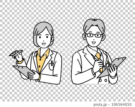 穿著白大褂的男女醫生提供諮詢 106564850