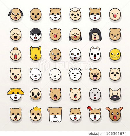 Set of animal faces, face emojis, stickers, emoticons,cartoon funny mascot characters face set, Generative AI illustration Set of animal faces, face emojis, stickers, emoticons,cartoon funny mascot characters face set, Generative AI illustration 106565674
