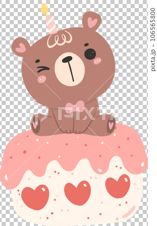 Cute birthday bear, kawaii teddy animal cartoon hand drawn flat design illustration Cute birthday bear, kawaii teddy animal cartoon hand drawn flat design illustration 106565800