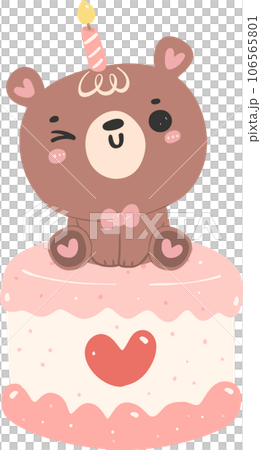 Cute birthday bear, kawaii teddy  animal cartoon hand drawn flat design illustration 106565801
