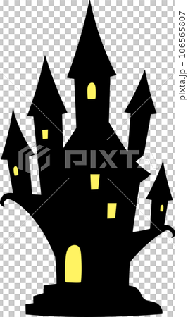 萬聖節背景時尚可愛的幽靈流行城堡剪影矢量插畫燈 萬聖節背景時尚可愛的幽靈流行城堡剪影矢量插畫燈 106565807