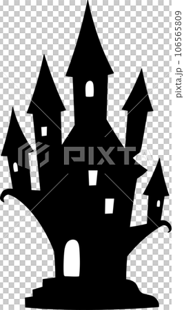 ハロウィン背景 おしゃれでかわいい不気味でポップな城のシルエットベクターイラスト 106565809