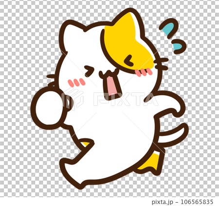 Deformed illustration of a cute cat character sprinting with all its might 106565835