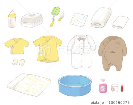 赤ちゃんお迎えセットのイラストのイラスト素材 [106566378] - PIXTA