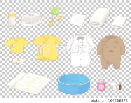 赤ちゃんお迎えセットのイラスト 赤ちゃんお迎えセットのイラスト 106566378
