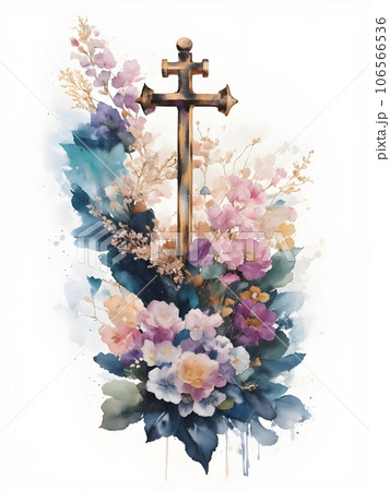 Anchor with flower bouquet on white Anchor with flower bouquet on white 106566536