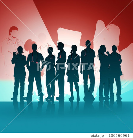 Illustration of silhouettes of the professionals medics, doctors Illustration of silhouettes of the professionals medics, doctors 106566961