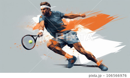 Illustration of a man playing tennis, stylized image, dynamic pose Illustration of a man playing tennis, stylized image, dynamic pose 106566976