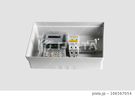 Electricity meter in the electrical panel. 106567054