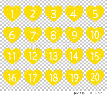 手描きのクレヨン素材　20までの数字アイコンセット 106567742