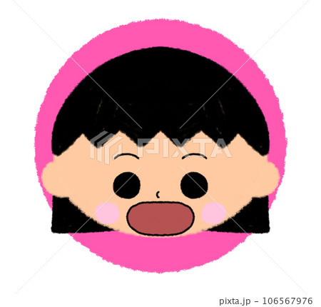 大きな口を開けている女の子の顔アイコン【まんまる色付きアイコン】 106567976
