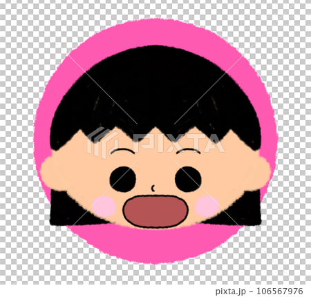 大きな口を開けている女の子の顔アイコン【まんまる色付きアイコン】 106567976