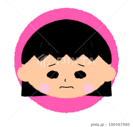 泣きべそ女の子の顔アイコン【まんまる色付きアイコン】 泣きべそ女の子の顔アイコン【まんまる色付きアイコン】 106567980