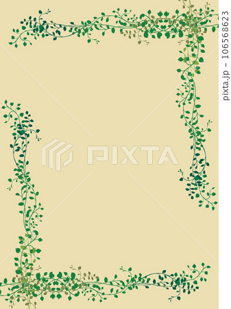 水彩風　ボタニカルグリーンフレーム　　縦 106568623