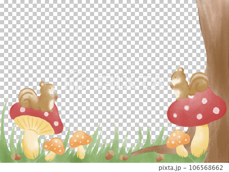 Autumn forest with squirrels and mushrooms 106568662