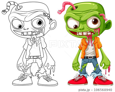 Zombie Cartoon with Worm: Isolated Male Vector Illustration Zombie Cartoon with Worm: Isolated Male Vector Illustration 106568940