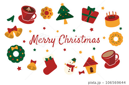 星とクリスマスアイテムのフレーム 106569644