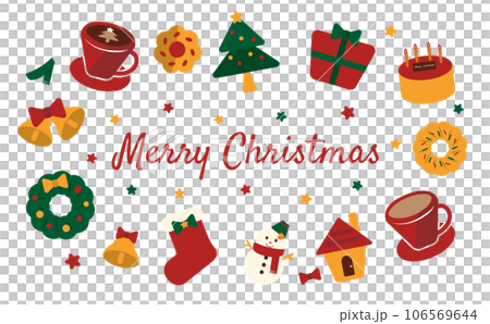 星とクリスマスアイテムのフレーム 106569644