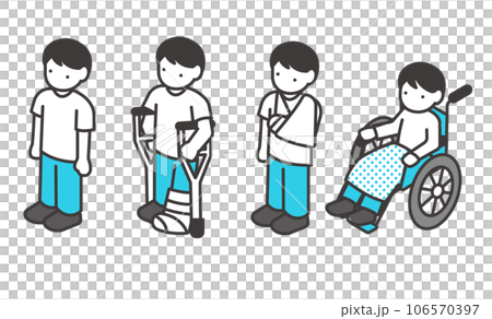 骨折等患者的等距圖標插圖集。 骨折等患者的等距圖標插圖集。 106570397