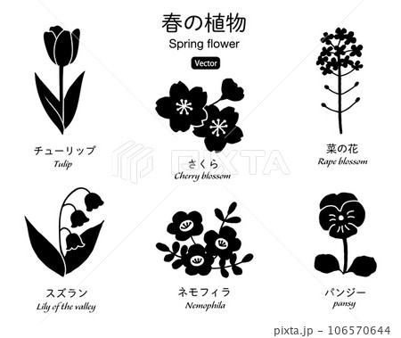 春の花のシルエット　アイコンセット 106570644