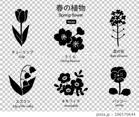 春の花のシルエット　アイコンセット 106570644