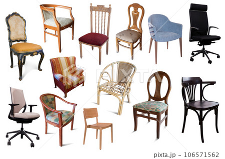 Isolated different set of armchairs on white background Isolated different set of armchairs on white background 106571562