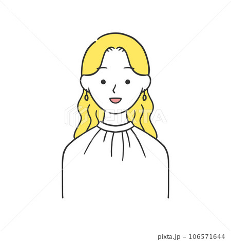 オフィスカジュアルな服装の金髪ロングヘア女性のイラスト 106571644