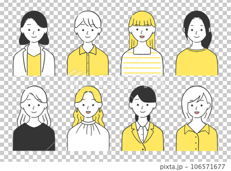 Illustration set of working women in office casual clothes 106571677