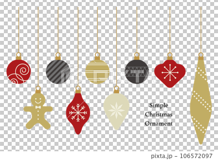 Simple Christmas ornament illustration material set vector December white background 106572097