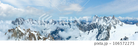 Mont Blanc mountain massif panorama (view from Aiguille du Midi Mount, France ) Mont Blanc mountain massif panorama (view from Aiguille du Midi Mount, France ) 106572275