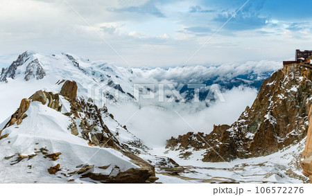 Mont Blanc mountain massif view from Aiguille du Midi Mount 106572276