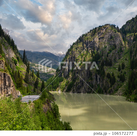 Summer Alps mountain reservoir lake, Switzerland 106572277