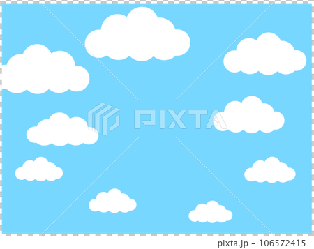 Simple frame illustration of blue sky and many clouds 106572415