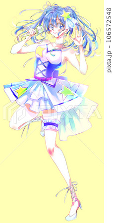 歌って踊るアイドル　青髪　青色 106572548