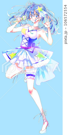 歌って踊るアイドル　青髪　青色 106572554